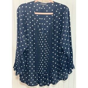 The Limited Navy White Dot Blouse Women’s 1X